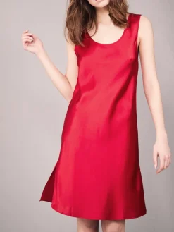 Kurze Unterkleider|Seiden Basics^Eva B. Bitzer 100% Seide Träger-Unterkleid KLASSIK SATIN von