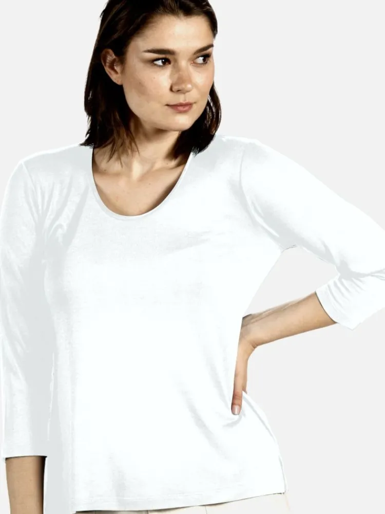 T-Shirt|Langarm^Kokon Zwo 3/4-Arm Shirt CINDA No. 2 von mit Seide und Leinen