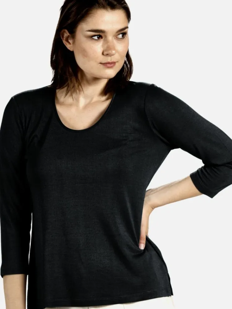 T-Shirt|Langarm^Kokon Zwo 3/4-Arm Shirt CINDA No. 2 von mit Seide und Leinen