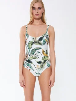 Badeanzug & Bikini^Fu00fcrstenberg Badeanzug EXOTIC LEAVES weiß grün von Fürstenberg weiß mit grünem Print