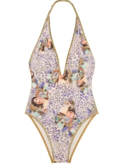 Badeanzug & Bikini^Pain de Sucre Badeanzug MOON 63 gemustert mit Glitzer von creme-lila