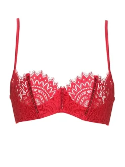 Alle Bhs^Prelude Balconette BH BLACK SWAN mit Spitze und Steinchen von Milano schwarz und rot