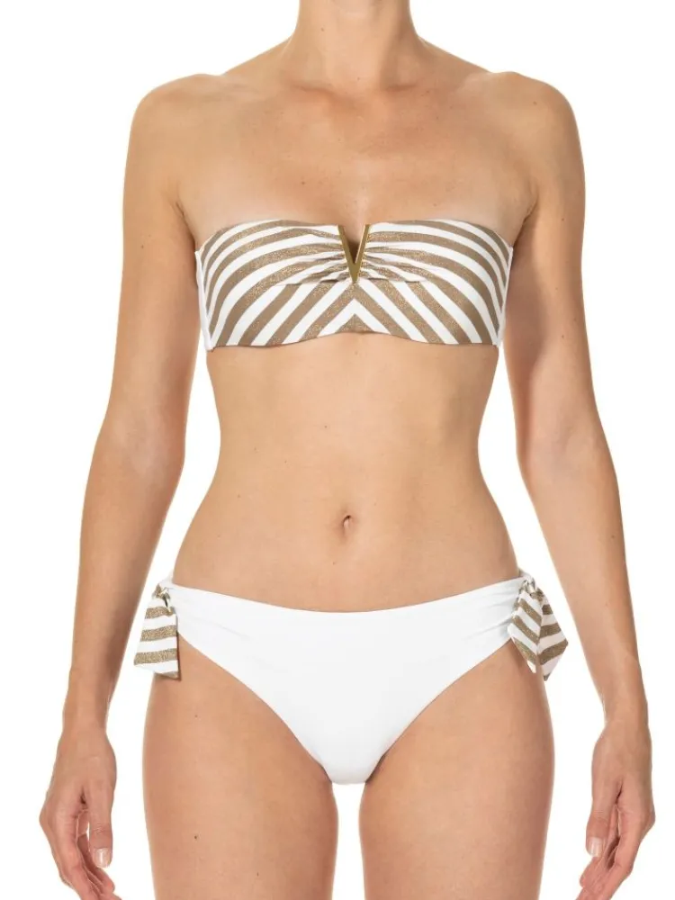 Badeanzug & Bikini^Ritratti Bandeau-Bikini TAORMINA weiß-gold von Mare weiß mit gold