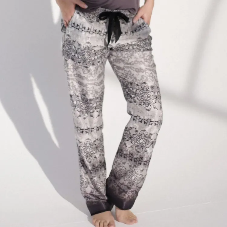 Strandhose & Jumpsuit|Lounge-Wear^Gattina Batist Hose Baumwolle mit Seide DARK BEAUTY grau-schwarz von