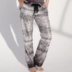 Strandhose & Jumpsuit|Lounge-Wear^Gattina Batist Hose Baumwolle mit Seide DARK BEAUTY grau-schwarz von