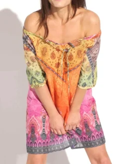 Strandkleider & Sommerkleider|Kaftan, Tunika & Pareo^Gattina Baumwolle Batist TUNIKA MARAKESCH orange-lila von