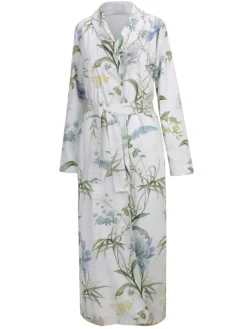 Lounge-Wear|Hausmantel (Warm)^Fu00fcrstenberg Baumwolle Doubleface Hausmantel IRIS weiß aqua von Fürstenberg weiß mit blau und zartgrün
