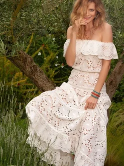 Strandkleider & Sommerkleider|Freizeit- & Reisekleidung^Marjolaine Baumwolle Lochspitze Sommerkleid GLADYS von naturweiß