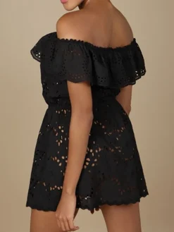 Strandkleider & Sommerkleider|Freizeit- & Reisekleidung^Marjolaine Baumwolle Lochspitze Sommerkleid GLADYS von schwarz