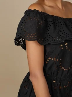 Strandkleider & Sommerkleider|Freizeit- & Reisekleidung^Marjolaine Baumwolle Lochspitze Sommerkleid GLADYS von schwarz