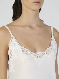 Alle Negligés^Verdiani Baumwolle Neglige mit Spitze lang BIANCO von weiß mit Spitze