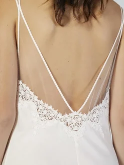 Alle Negligés^Verdiani Baumwolle Neglige mit Spitze lang BIANCO von weiß mit Spitze