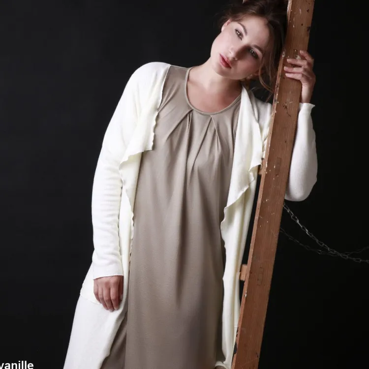 Lounge-Wear|Hausmantel (Warm)^Gattina Baumwollmix Morgenmantel CASUAL kuschelig von fango-grau oder cremeweiß