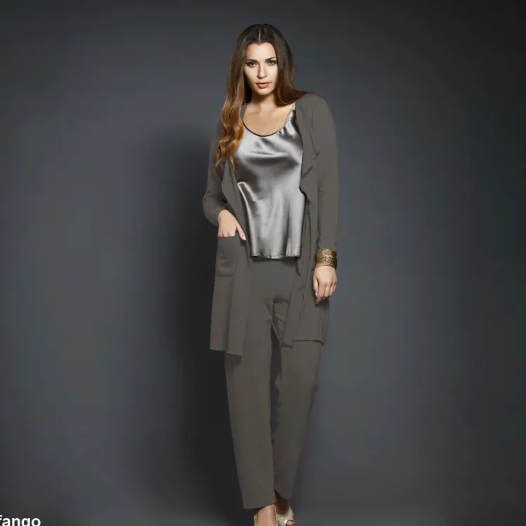 Lounge-Wear|Hausmantel (Warm)^Gattina Baumwollmix Morgenmantel CASUAL kuschelig von fango-grau oder cremeweiß