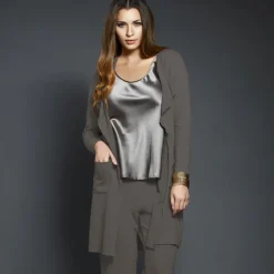 Lounge-Wear|Hausmantel (Warm)^Gattina Baumwollmix Morgenmantel CASUAL warm von fango-grau