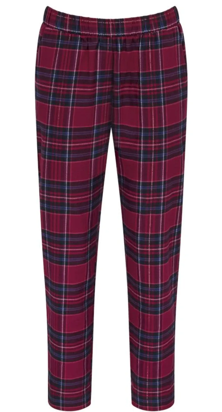 Lounge-Wear^Triumph Bio Baumwolle Flanell Pyjama Hose LOUNGE ME COTTON kariert schwarz weiß oder rot mit Karomuster