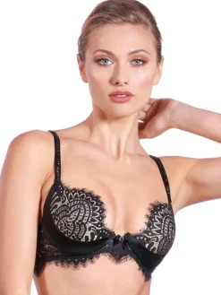 Alle Bhs^Prelude BLACK SWAN Spitzen Push Up BH von Milano schwarz und rot