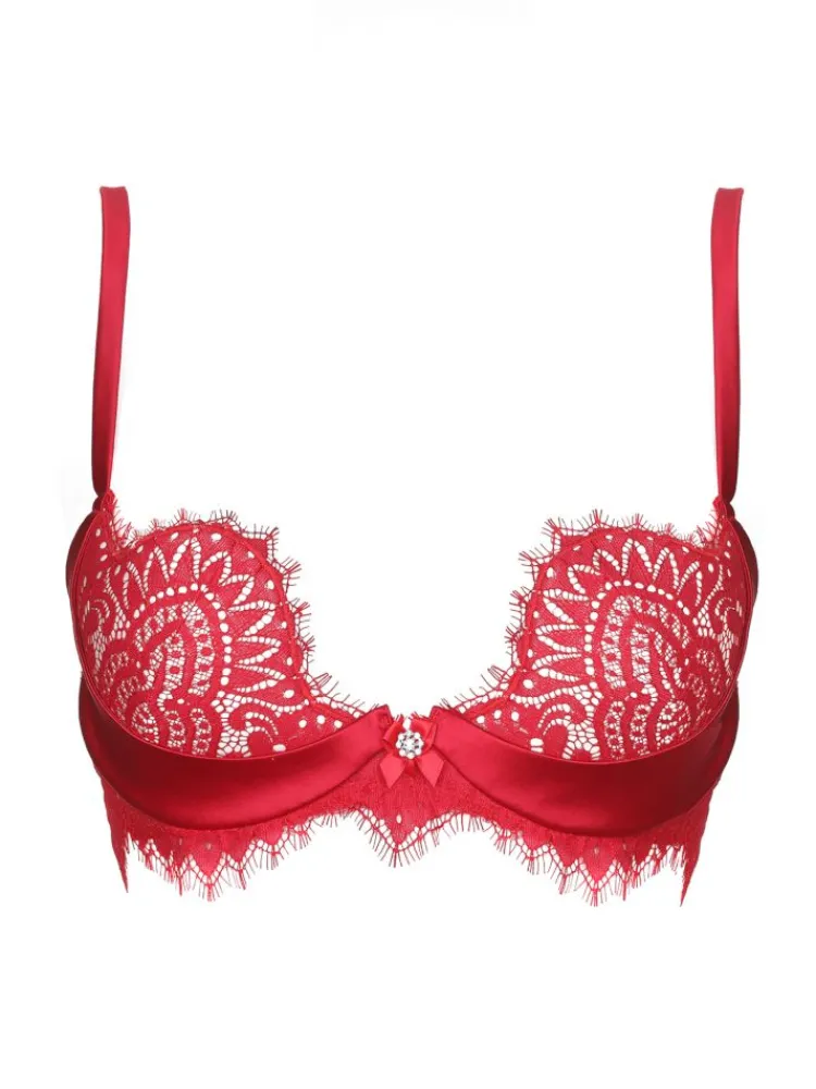 Alle Bhs^Prelude BLACK SWAN Spitzen Push Up BH von Milano schwarz und rot