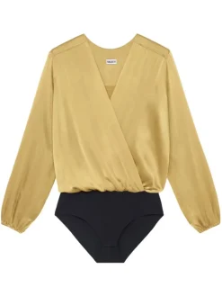 Bluse & Tunika|Langarm^Pain de Sucre Blusenbody mit Seide BUSE 72 von messing