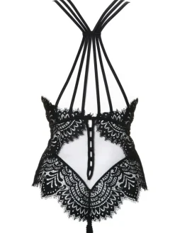 Shirt Mit Spitze|Alle Bodys^Prelude Body BLACK SWAN CRYSTAL mit Steinchen von Milano schwarz und rot