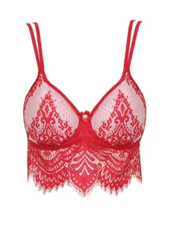 Alle Lingerie Tops|Alle Bhs^Prelude Bralette BLACK SWAN Spitze von Milano rot und schwarz