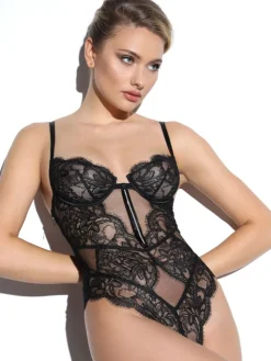 Shirt Mit Spitze|Alle Bodys^Prelude Brazilian Bügel Body VALSE CRYSTAL von Milano schwarz oder eisblau