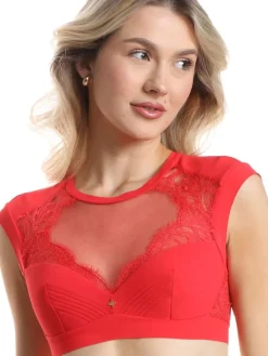 Alle Lingerie Tops|Alle Bhs^Prelude Bustier LOVE GLOWS mit Spitze von Milano schwarz oder rot