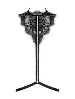 Sexy Kleinigkeiten^Prelude Choker VALSE CRYSTAL aus Spitze von Milano schwarz und eisblau