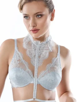 Sexy Kleinigkeiten^Prelude Choker VALSE CRYSTAL aus Spitze von Milano schwarz und eisblau