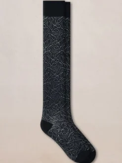 Söckchen & Kniestrümpfe^Bleuforu00eat Damen Kniestrümpfe gemustert mit 72% Seide von Bleuforêt schwarz