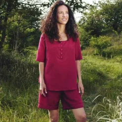 Freizeit- & Reisekleidung|Seiden Basics^Traveleru00b4s Tree Damen  REISE SCHLAFANZUG kurz Seide-Baumwolle Traveler´s Tree® raspberry (himbeer rot)