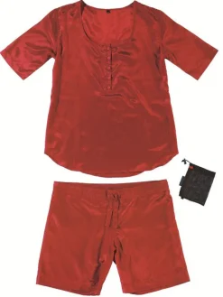 Freizeit- & Reisekleidung|Seiden Basics^Traveleru00b4s Tree Damen  REISE SCHLAFANZUG kurz Seide-Baumwolle Traveler´s Tree® raspberry (himbeer rot)