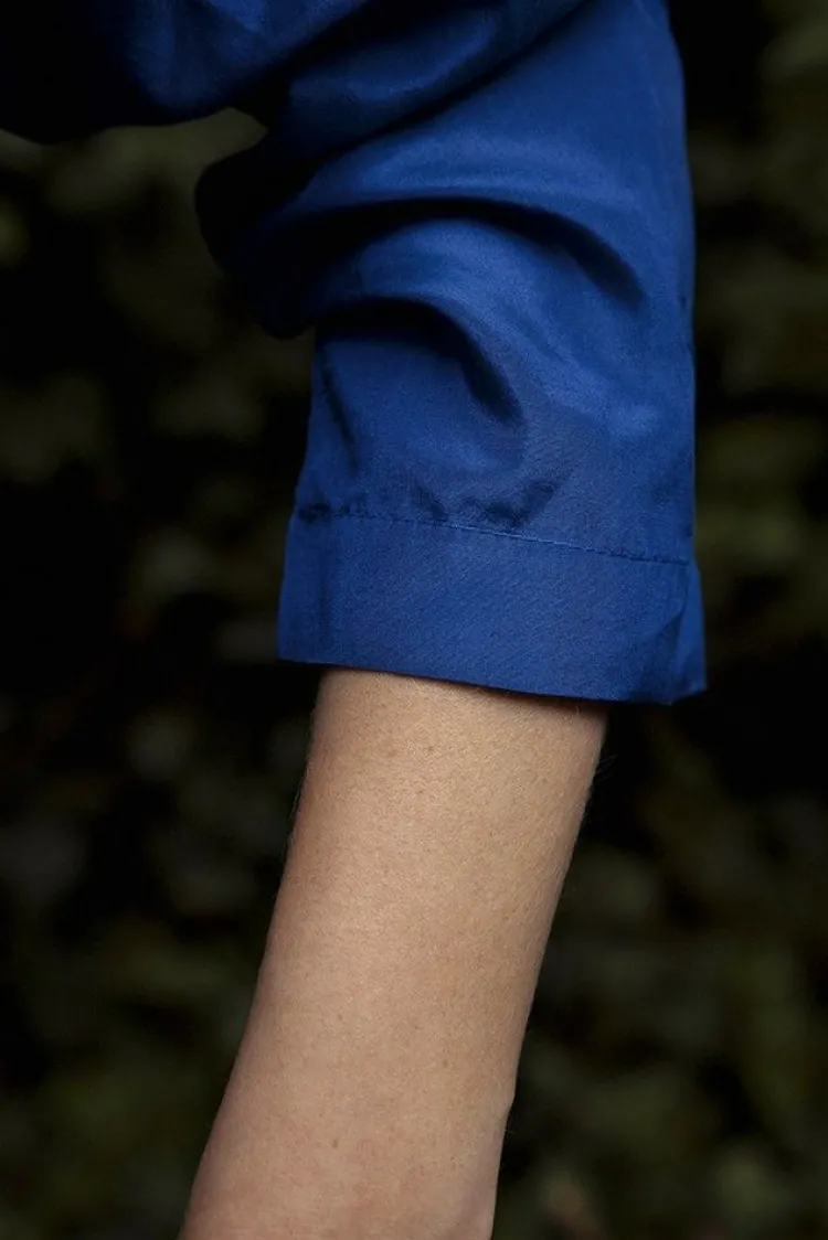 Freizeit- & Reisekleidung|Seiden Basics^Traveleru00b4s Tree Damen REISE SCHLAFANZUG lang Seide-Baumwolle Traveler´s Tree® 1001 blau