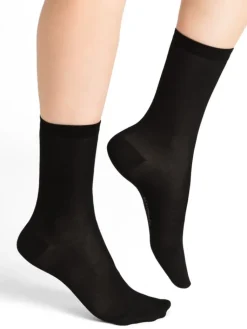 Söckchen & Kniestrümpfe^Bleuforu00eat Damen Seidensocken mit 91% Seide glatt von Bleuforêt schwarz oder naturweiss