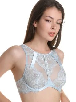 Alle Bhs^Prelude Fantasy Bra VALSE CRYSTAL Spitze von Milano schwarz und eisblau