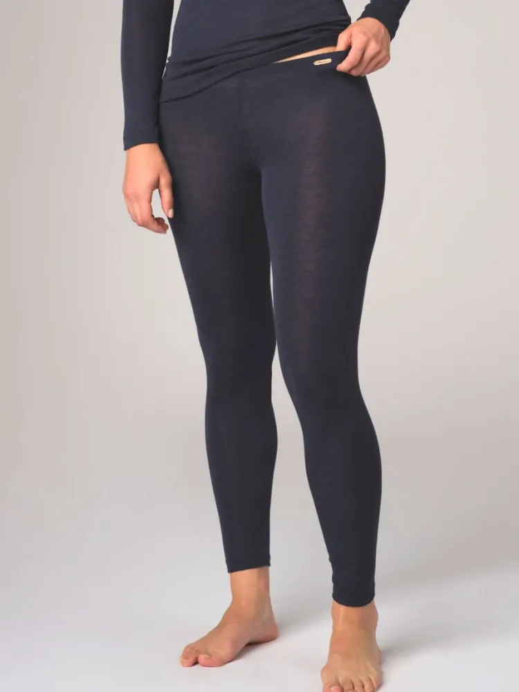 Lounge-Wear|Leggings^comazo | earth Feine Merino Seide Leggings 2703 in comazo|earth dunkelblau