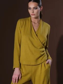 Lounge-Wear|Feine Pyjamas^Verdiani Feinstrick Hausanzug LOUNGE No. 4 senfgelb Viscosemix von senf gelb