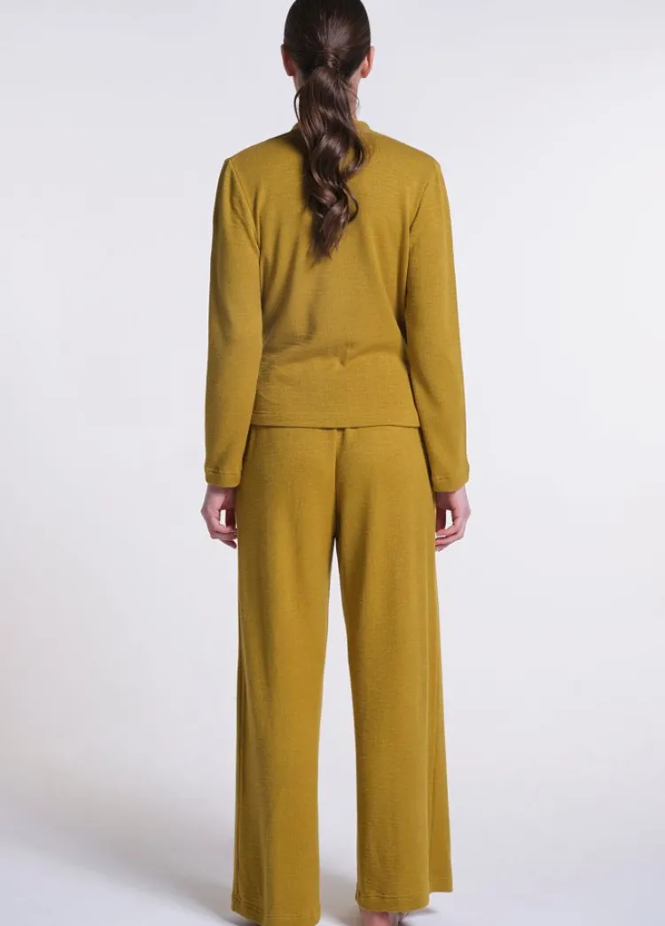 Lounge-Wear|Feine Pyjamas^Verdiani Feinstrick Hausanzug LOUNGE No. 4 senfgelb Viscosemix von senf gelb