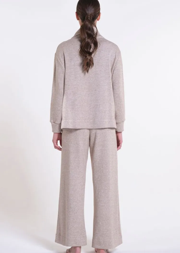 Lounge-Wear|Feine Pyjamas^Verdiani Feinstrick Hausanzug LOUNGE No. 5 beige Viscosemix von beige meliert