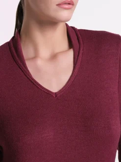 Lounge-Wear^Verdiani Feinstrick Kleid lang LOUNGE No. 3 bordeaux Viscosemix von bordeaux rot