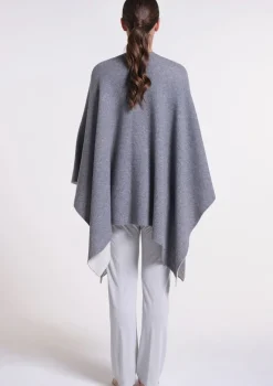 Tücher|Lounge-Wear^Verdiani Feinstrick PONCHO von Loungewear mit Wolle und Kaschmir hellgrau oder dunkelgrau