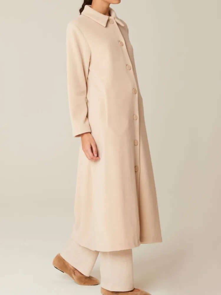 Lounge-Wear|Exquisite Morgenmäntel^Pluto Fleece Loungewear-Mantel ROBIN L von beige