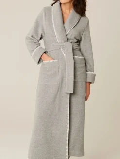 Lounge-Wear|Exquisite Morgenmäntel^Pluto Fleece Morgenmantel KIRA in von hellgrau