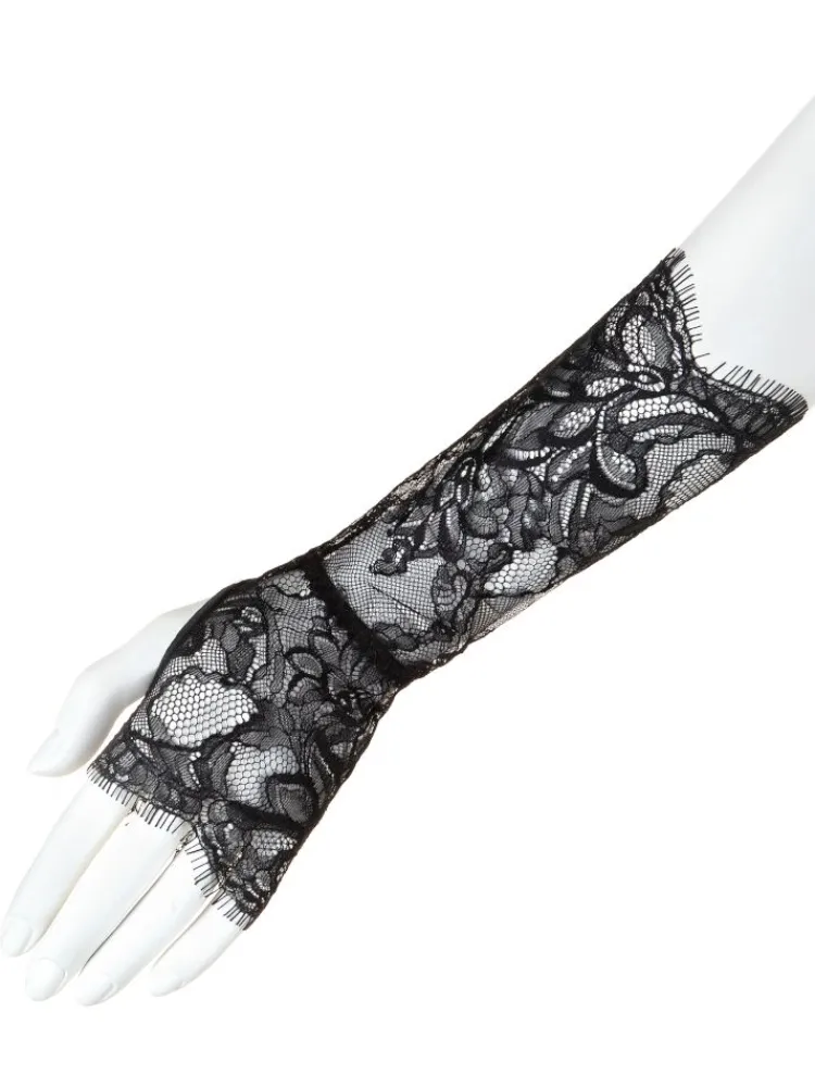 Sexy Kleinigkeiten|Handschuhe^Prelude Handschuhe VALSE aus Spitze von Milano eisblau und schwarz