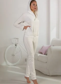 Lounge-Wear|Feine Pyjamas^Cotton Club Hausanzug BORA VENTO aus Modal von sahneweiß oder schwarz