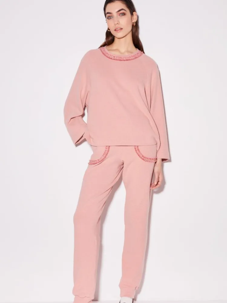 Lounge-Wear^Chiara Fiorini Hausanzug Kuschel Cotton mit Baumwolle weich rosa oder hellbeige