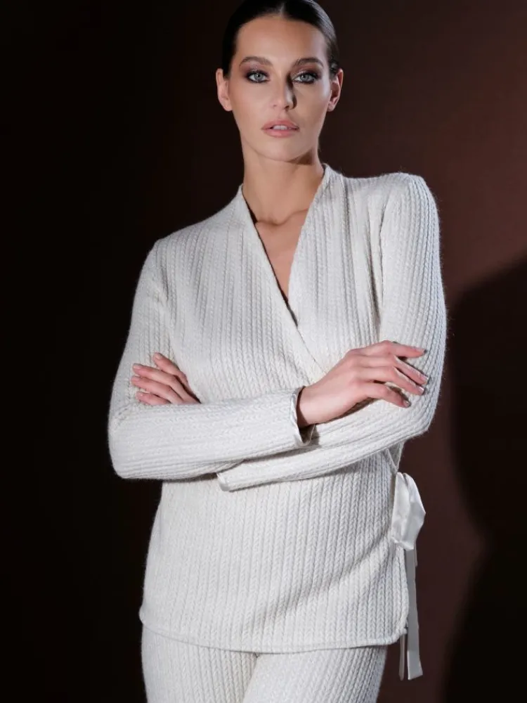 Lounge-Wear|Feine Pyjamas^Verdiani Hausanzug LOUNGE No. 6 wollweiß Viscosemix von wollweiß meliert