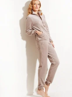 Lounge-Wear^Chiara Fiorini Hausanzug NICKI SAMT zwei-teilig von noisette noisette oder schwarz