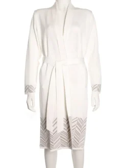 Lounge-Wear|Strickjacken & -Mäntel^Paolucci Hausmantel mittellang VALTENA Strick mit Wolle von wollweiß/beige oder grau