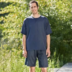 Seidenschlafanzüge^Traveleru00b4s Tree Herren REISE SCHLAFANZUG kurz Seide-Baumwolle Traveler´s Tree® tuareg (dunkelblau)